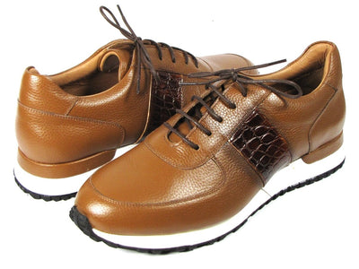 Paul Parkman Men's Cognac Floater Leather Sneakers (IDLP206CGN)