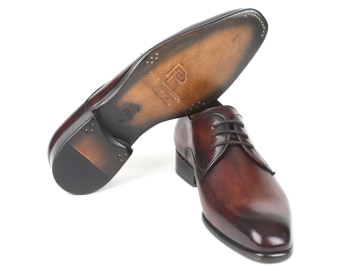 Paul Parkman Men's Custom Made Antique Brown Derby Shoes 696AT51