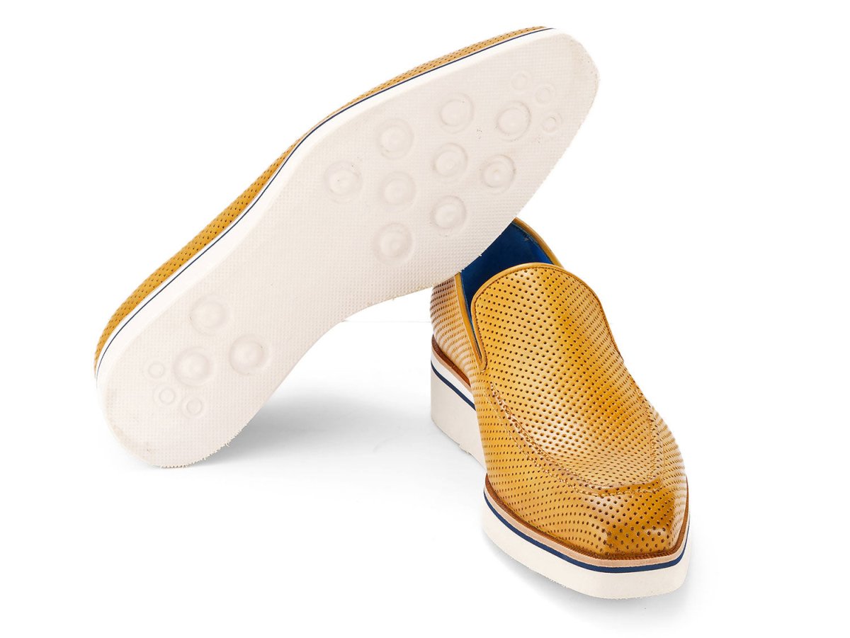Paul Parkman Men's Custom Made Beige Smart Casual Perforated Leather Loafers 186 PR BEJ