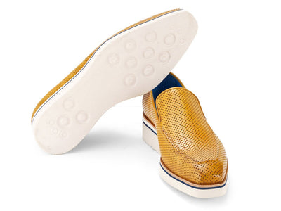 Paul Parkman Men's Custom Made Beige Smart Casual Perforated Leather Loafers 186 PR BEJ