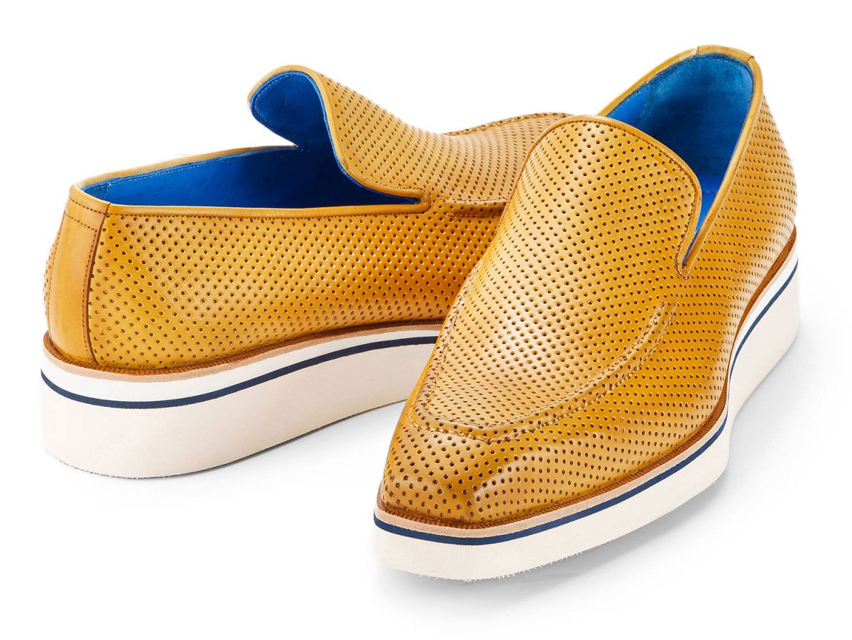 Paul Parkman Men's Custom Made Beige Smart Casual Perforated Leather Loafers 186 PR BEJ