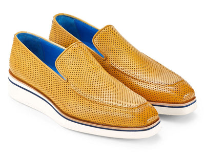 Paul Parkman Men's Custom Made Beige Smart Casual Perforated Leather Loafers 186 PR BEJ