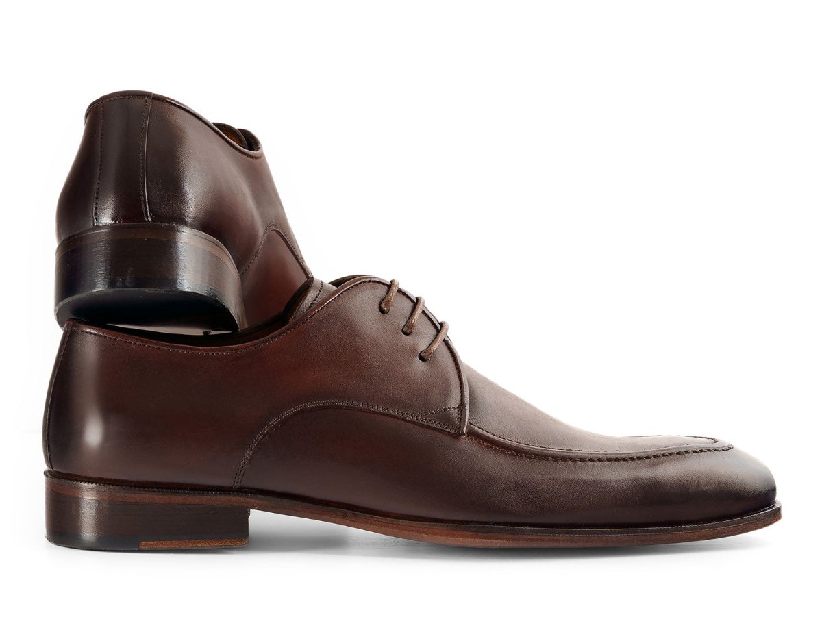 Paul Parkman Men's Custom Made Brown and Bordeaux Leather Apron Derby Shoes 33BRD92
