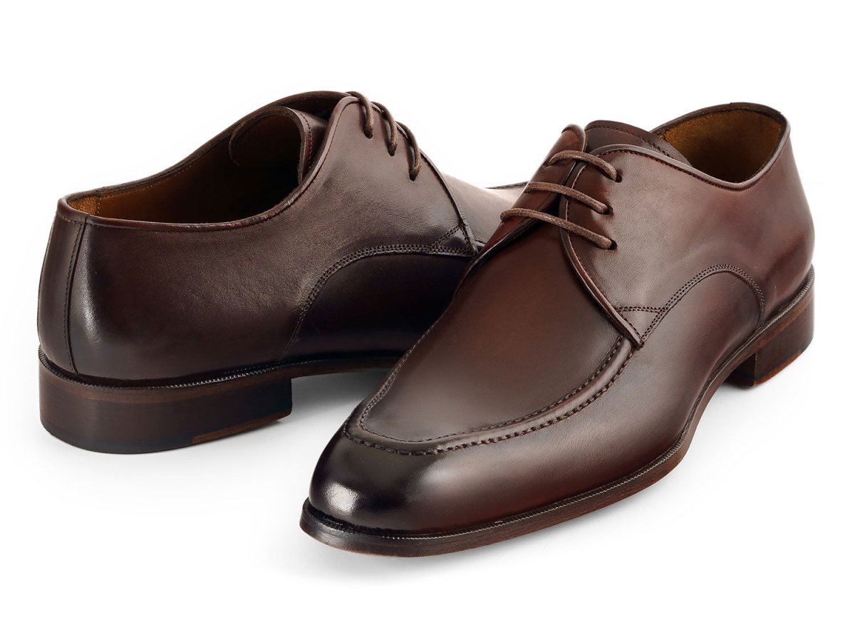Paul Parkman Men's Custom Made Brown and Bordeaux Leather Apron Derby Shoes 33BRD92