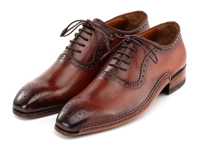 Paul Parkman Men's Custom Made Brown Burnished Leather Handmade Oxfords OPK296A