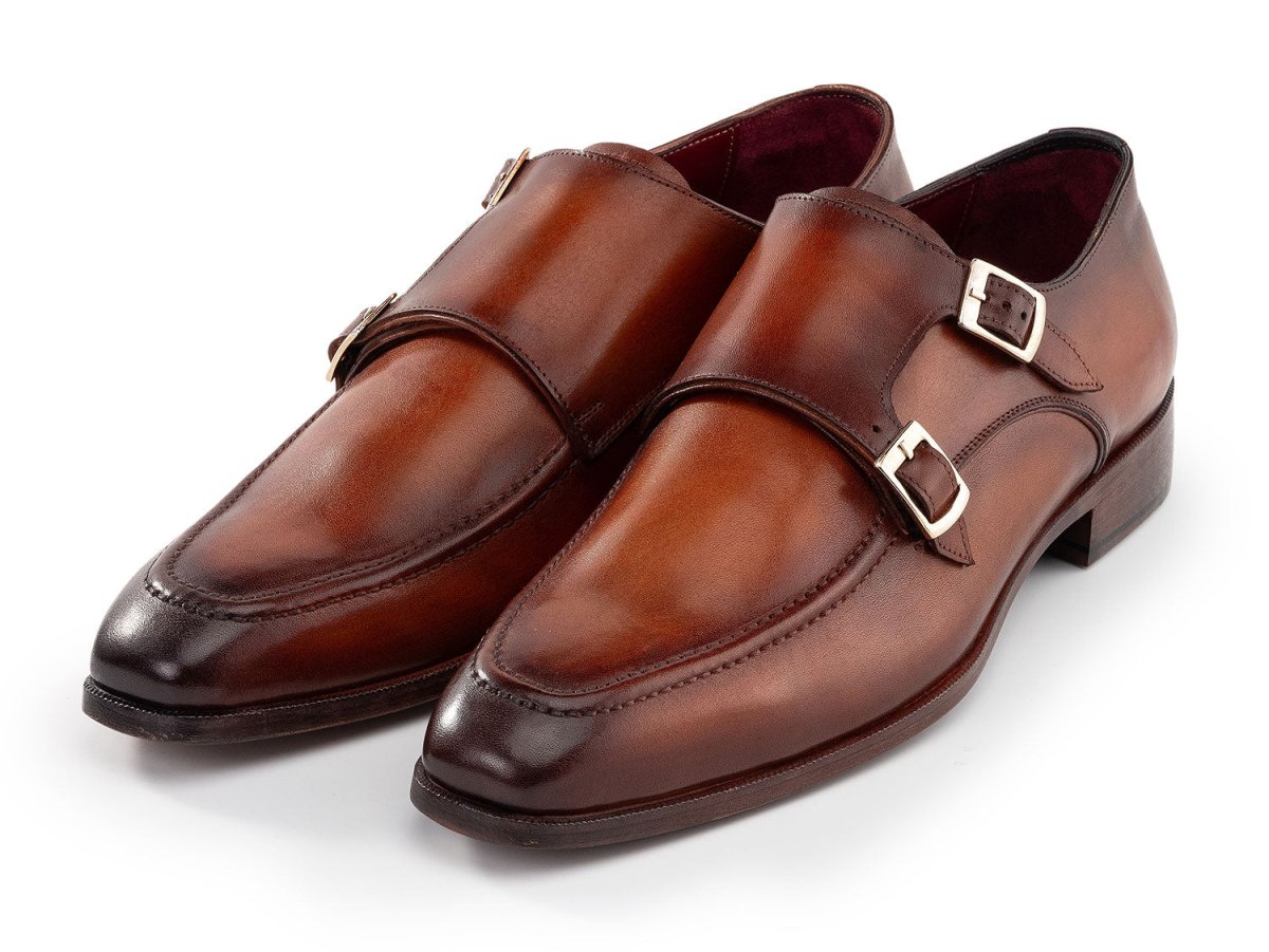 Paul Parkman Men's Custom Made Brown Leather Double Monkstrap Shoes SW537BW