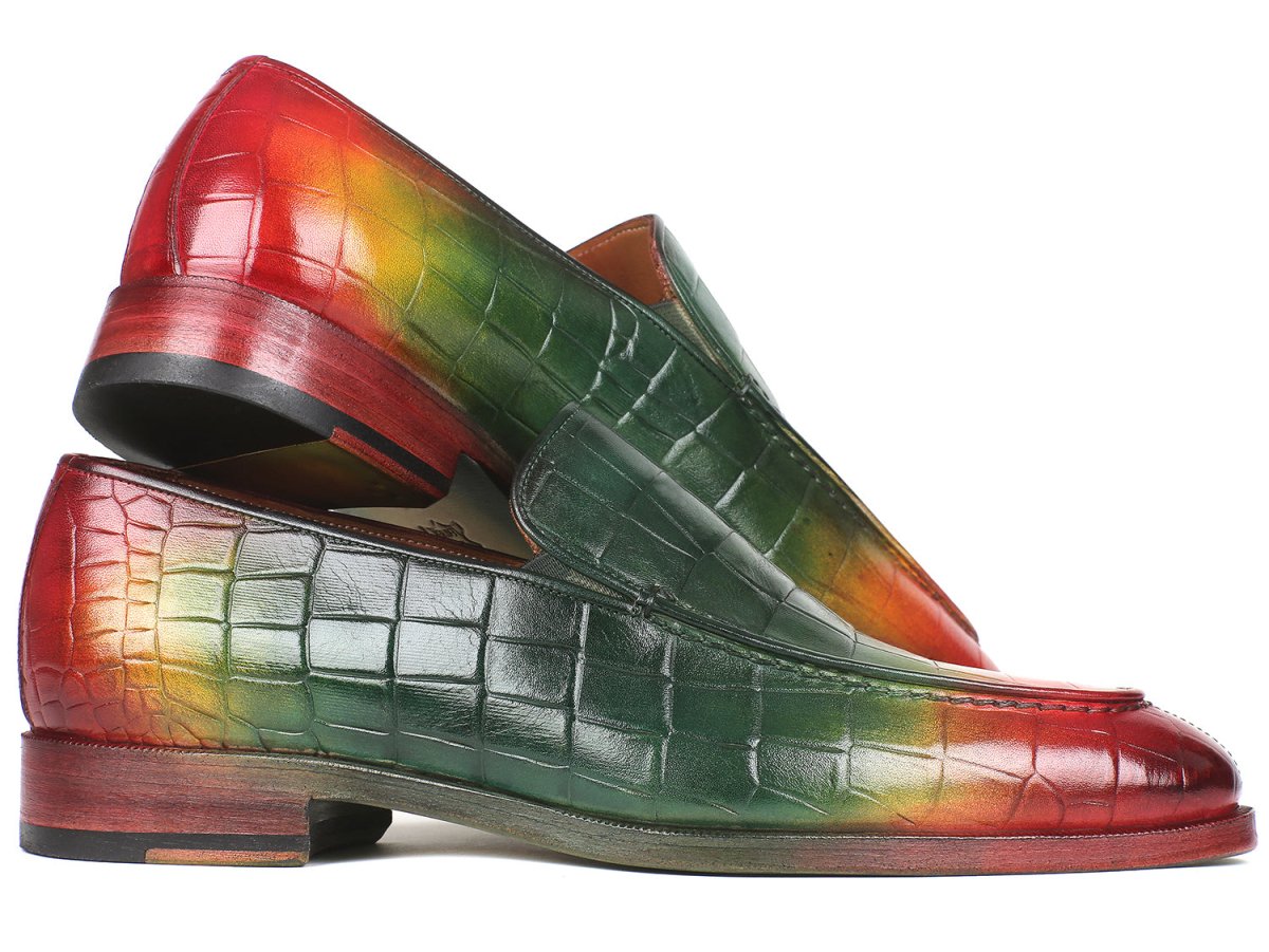 Paul Parkman Men's Custom Made Crocodile Embossed Calfskin Multicolor Loafer 7339 - SPR