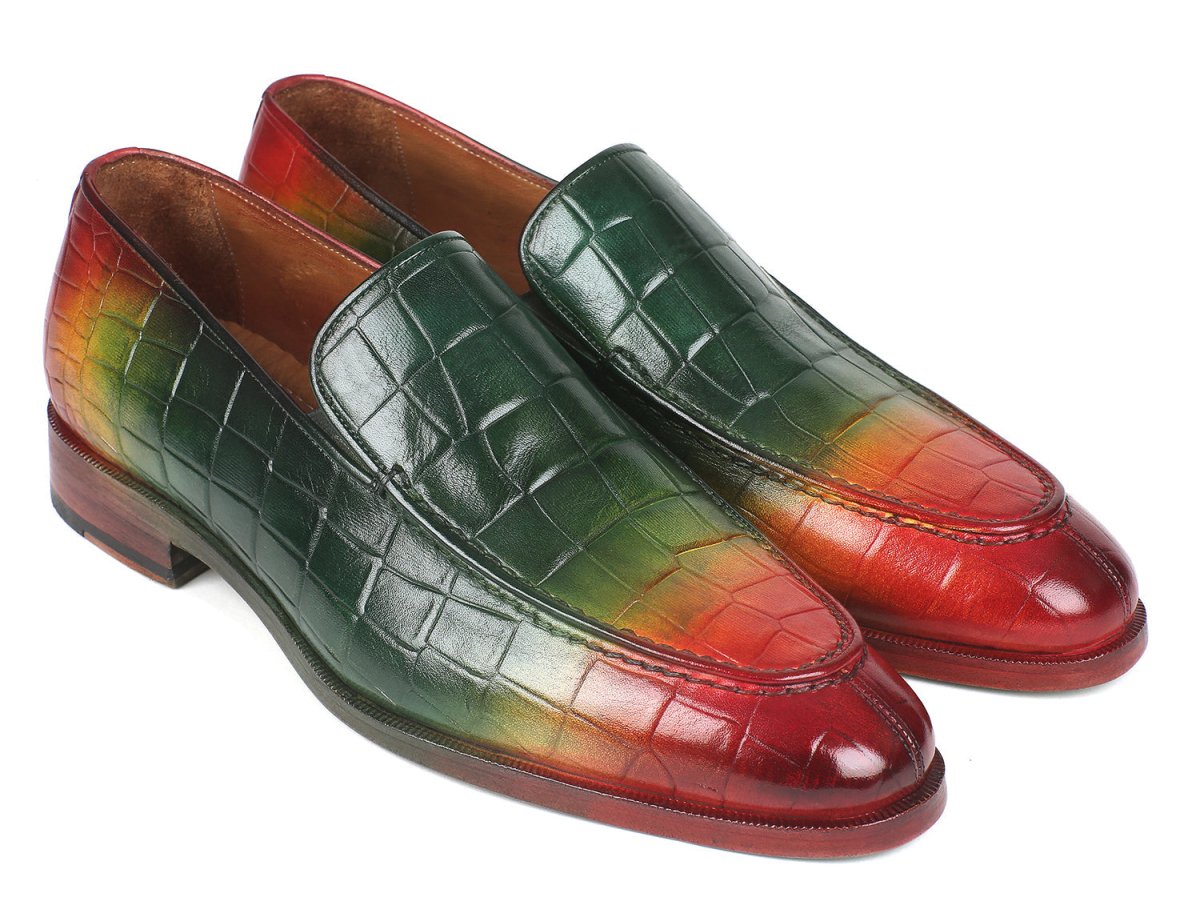 Paul Parkman Men's Custom Made Crocodile Embossed Calfskin Multicolor Loafer 7339 - SPR