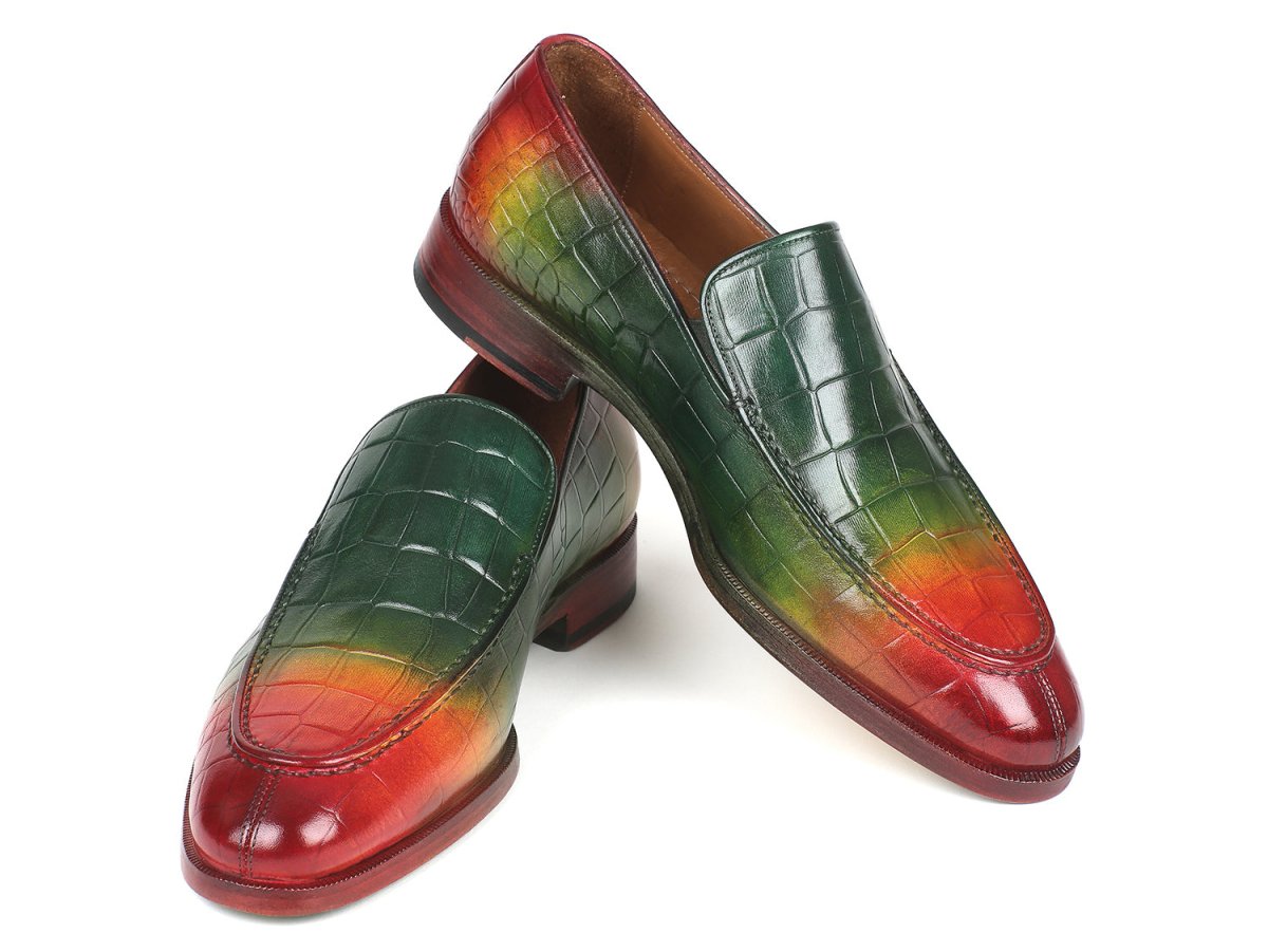 Paul Parkman Men's Custom Made Crocodile Embossed Calfskin Multicolor Loafer 7339 - SPR