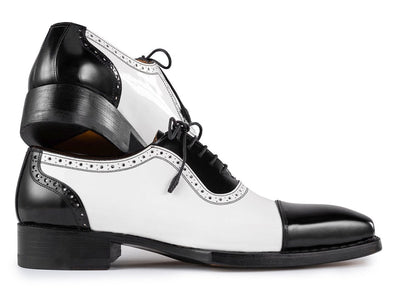 Paul Parkman Men's Custom Made Goodyear Welted Cap Toe Oxfords Black and White 9482 BNW