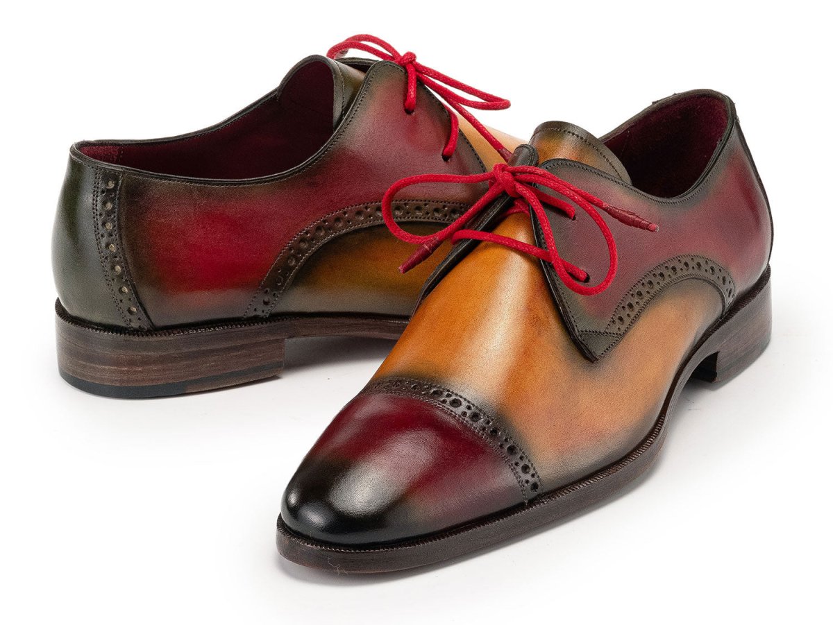 Paul Parkman Men's Custom Made Multicolored Cap Toe Derby Shoes 1247 MLT