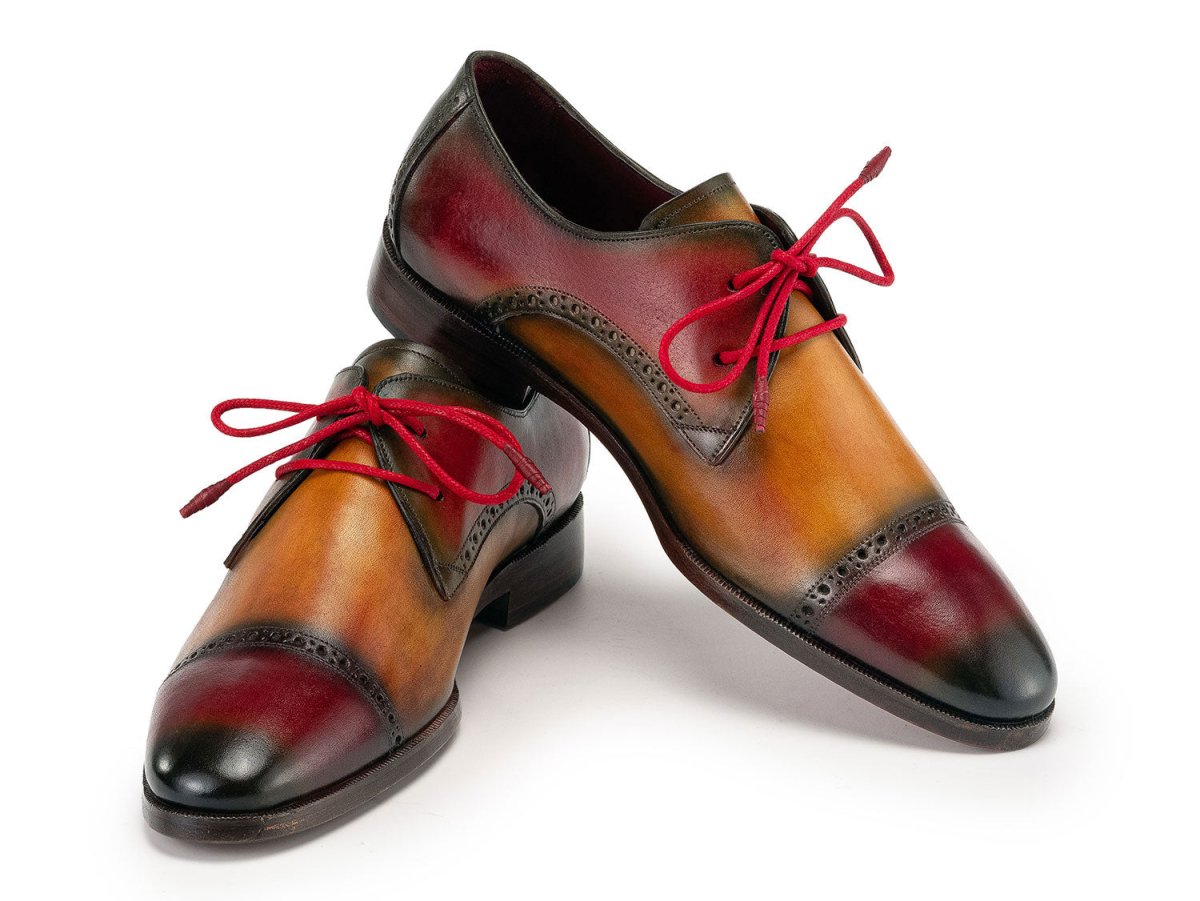 Paul Parkman Men's Custom Made Multicolored Cap Toe Derby Shoes 1247 MLT