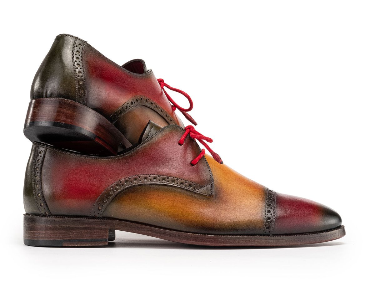 Paul Parkman Men's Custom Made Multicolored Cap Toe Derby Shoes 1247 MLT
