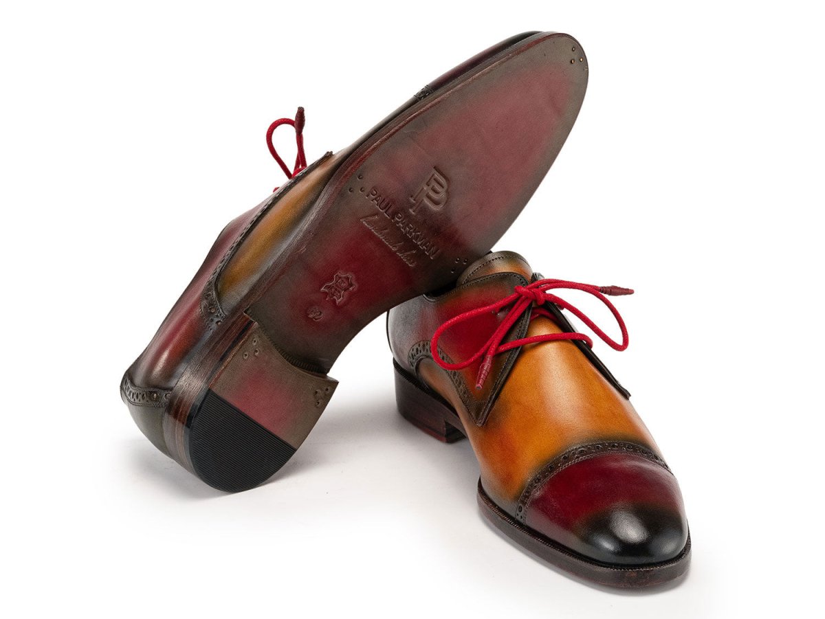 Paul Parkman Men's Custom Made Multicolored Cap Toe Derby Shoes 1247 MLT