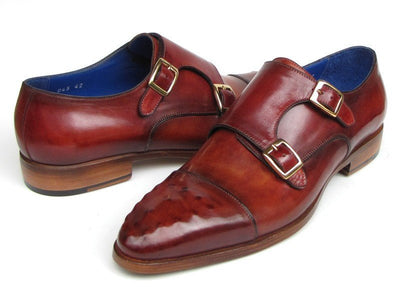 Paul Parkman Men's Double Monkstrap Burgundy Leather (ID047 - BUR)