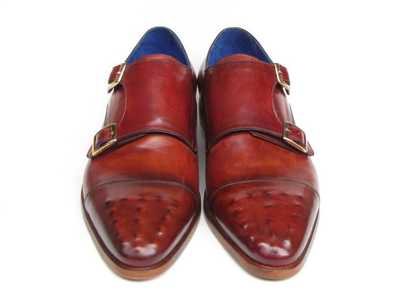 Paul Parkman Men's Double Monkstrap Burgundy Leather (ID047 - BUR)