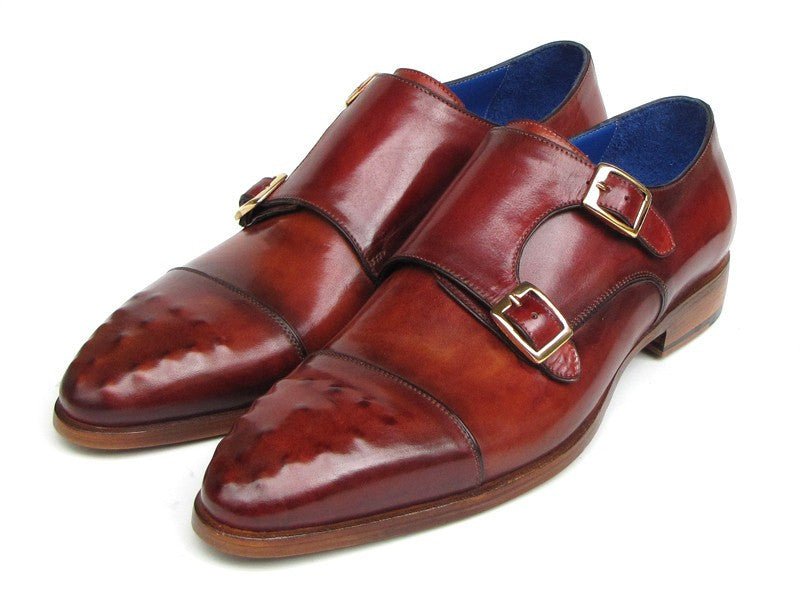 Paul Parkman Men's Double Monkstrap Burgundy Leather (ID047 - BUR)