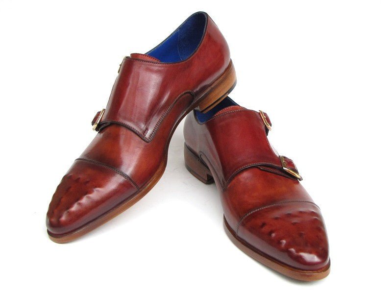 Paul Parkman Men's Double Monkstrap Burgundy Leather (ID047 - BUR)