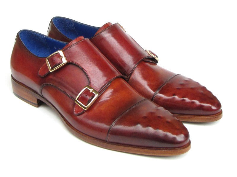 Paul Parkman Men's Double Monkstrap Burgundy Leather (ID047 - BUR)