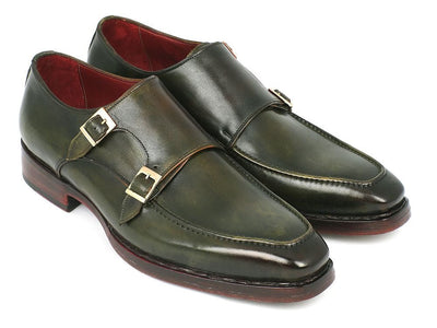 Paul Parkman Men's Double Monkstrap Goodyear Welted Shoes Green (ID061 - GREEN)
