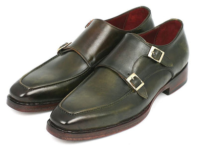 Paul Parkman Men's Double Monkstrap Goodyear Welted Shoes Green (ID061 - GREEN)
