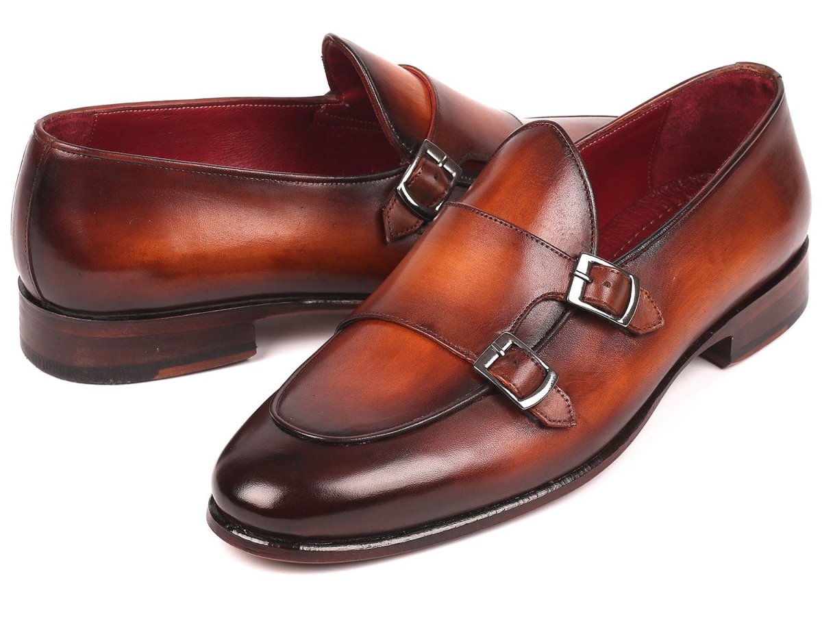 Paul Parkman Men's Double Monkstrap Shoes in Brown