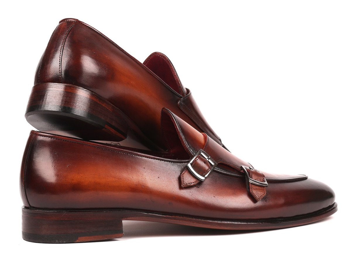 Paul Parkman Men's Double Monkstrap Shoes in Brown