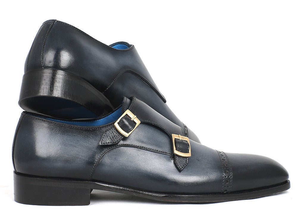 Paul Parkman Men's Double Monkstraps in Navy