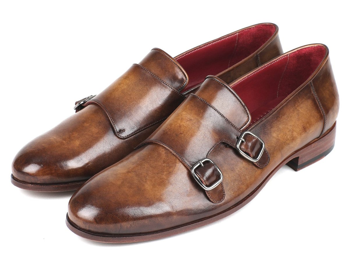 Paul Parkman Men's Double Monkstraps in Olive