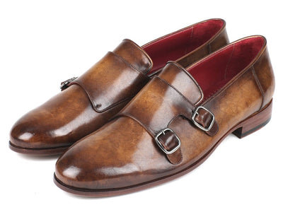 Paul Parkman Men's Double Monkstraps Olive (IDHR67LV)