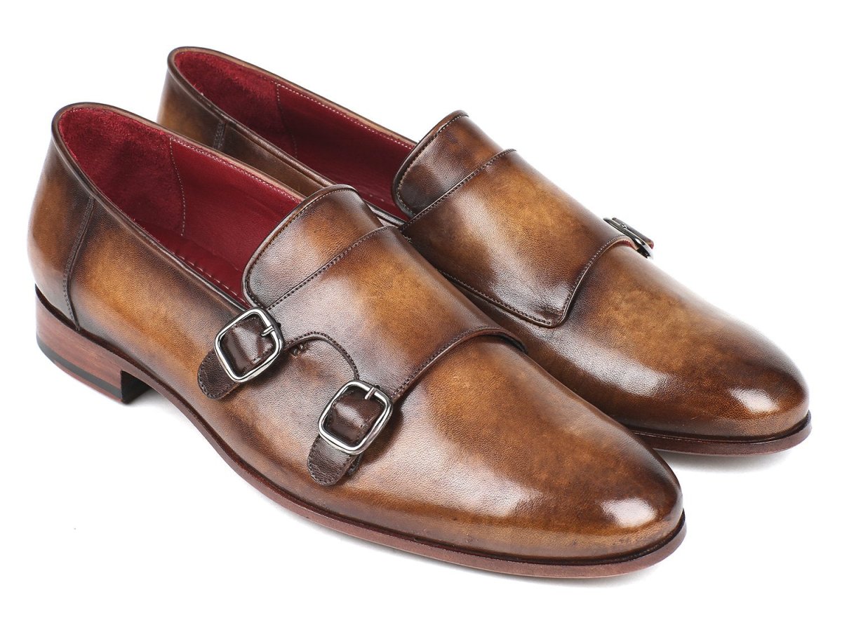 Paul Parkman Men's Double Monkstraps Olive (IDHR67LV)