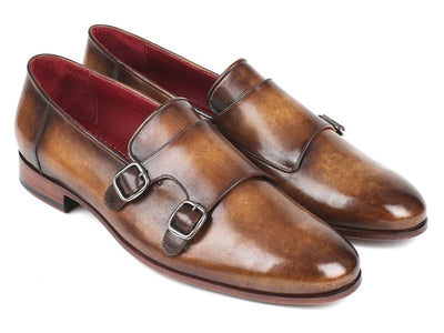 Paul Parkman Men's Double Monkstraps Olive (IDHR67LV)