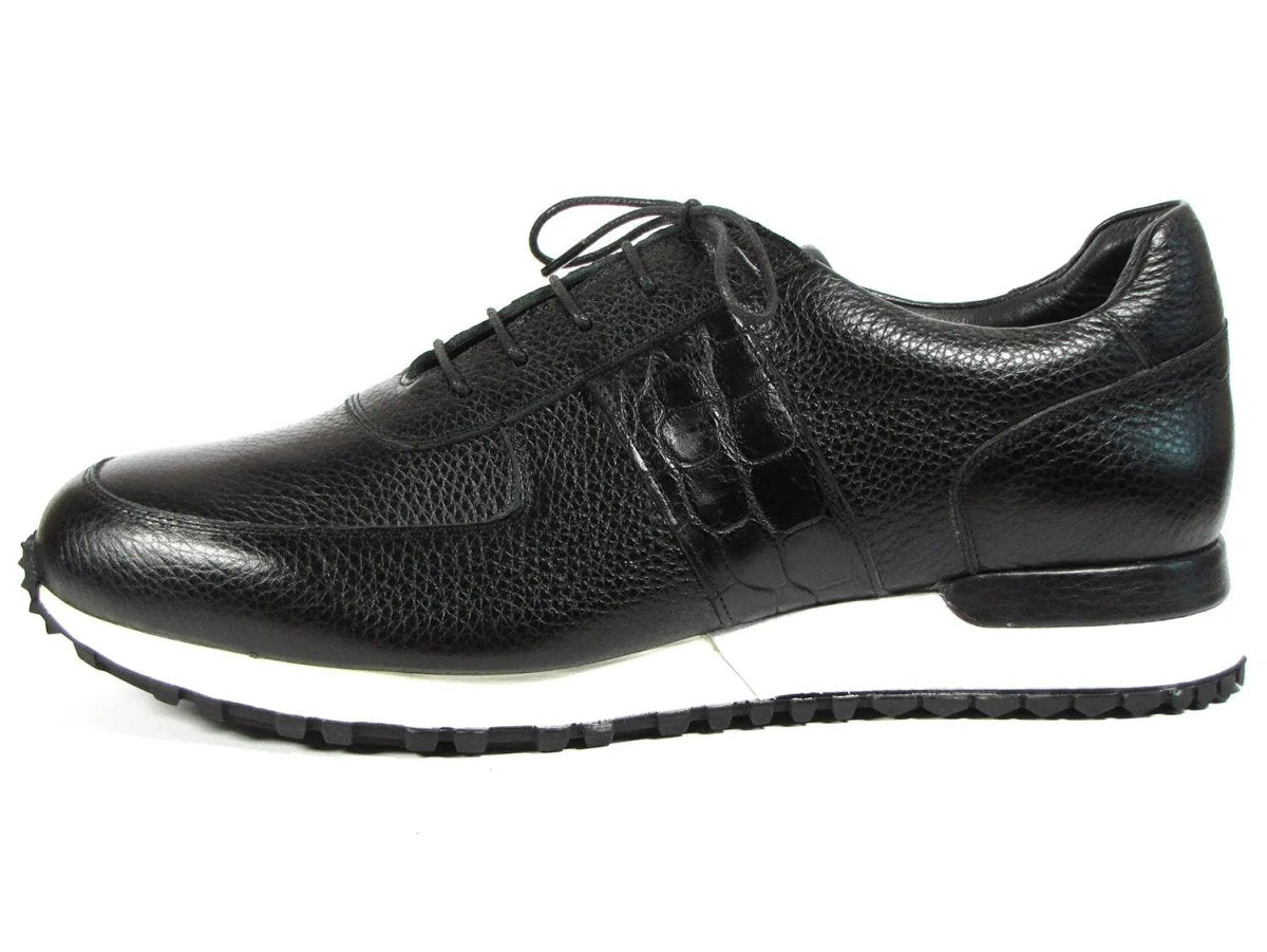 Paul Parkman Men's Floater Leather Sneakers in Black