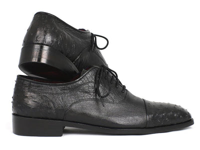 Paul Parkman Men's Genuine Ostrich Captoe Oxfords Black (ID24XS BLK)