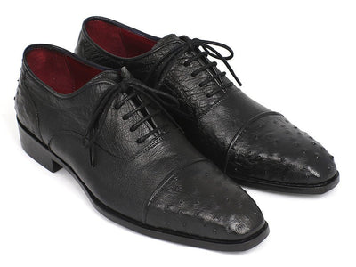 Paul Parkman Men's Genuine Ostrich Captoe Oxfords Black (ID24XS BLK)
