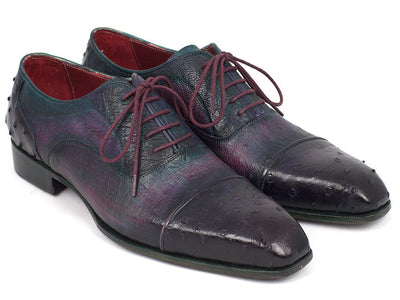 Paul Parkman Men's Genuine Ostrich Captoe Oxfords Purple (ID24XS PRP)