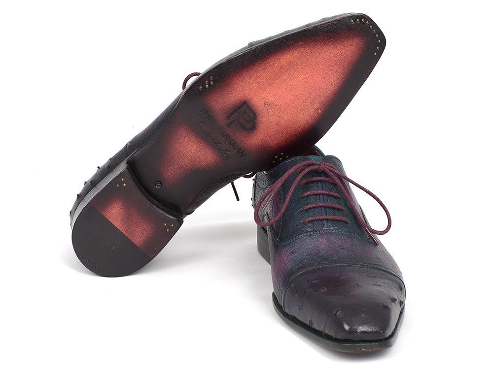 Paul Parkman Men's Genuine Ostrich Captoe Oxfords Purple (ID24XS PRP)