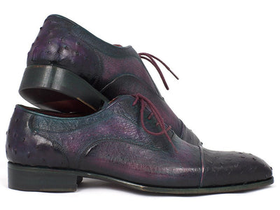 Paul Parkman Men's Genuine Ostrich Captoe Oxfords Purple (ID24XS PRP)