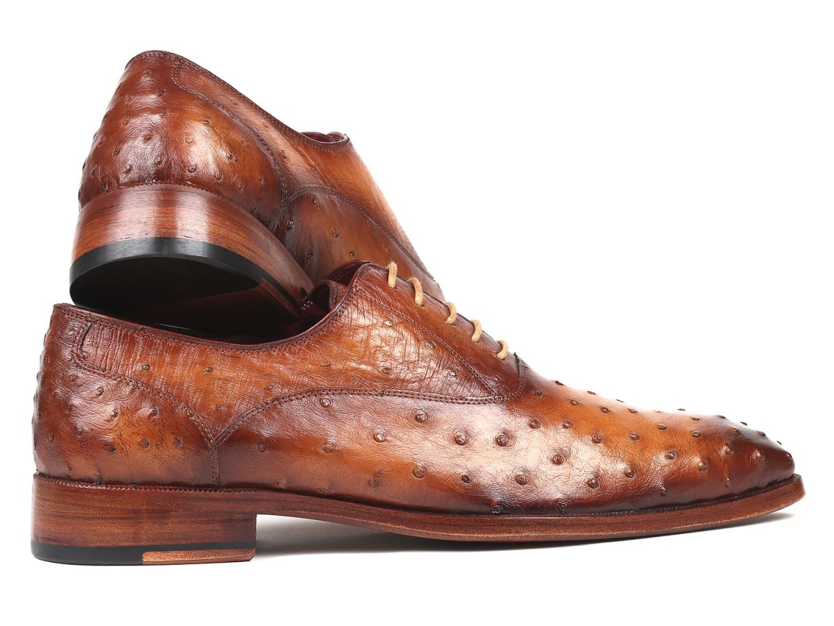 Paul Parkman Men's Genuine Ostrich Oxfords Light Brown (ID257XS CML)