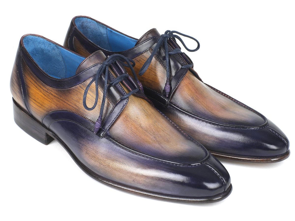 Paul Parkman Men's Ghillie Lacing Dress Shoes in Camel and Purple