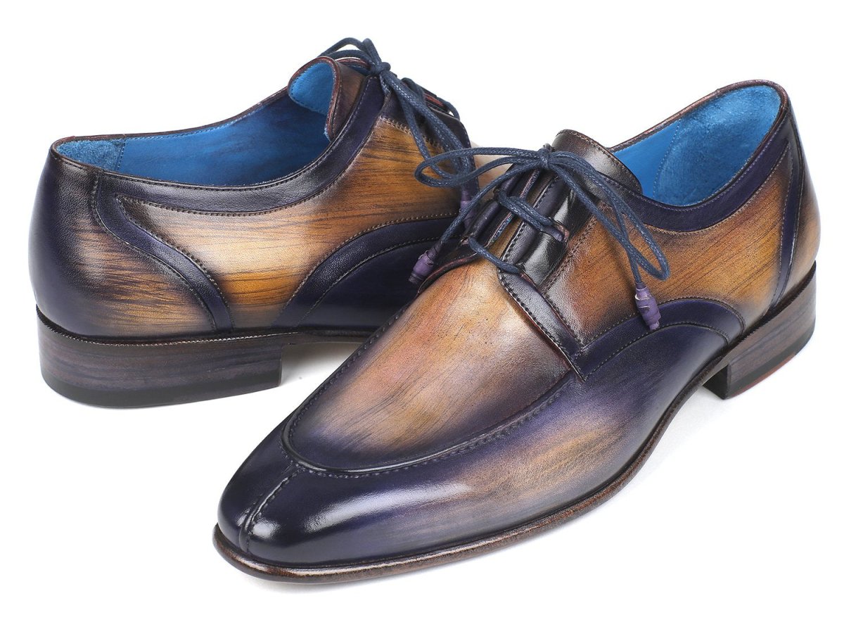 Paul Parkman Men's Ghillie Lacing Dress Shoes in Camel and Purple