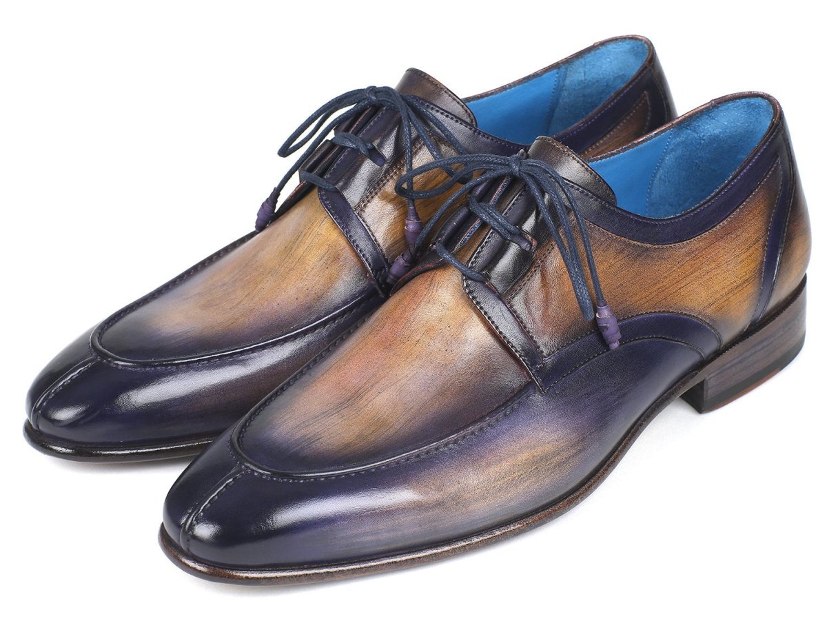 Paul Parkman Men's Ghillie Lacing Dress Shoes in Camel and Purple