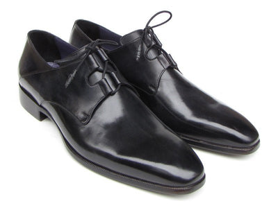 Paul Parkman Men's Ghillie Lacing Plain Toe Black Shoes (ID076 - BLK)