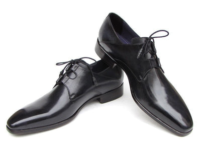 Paul Parkman Men's Ghillie Lacing Plain Toe Black Shoes (ID076 - BLK)