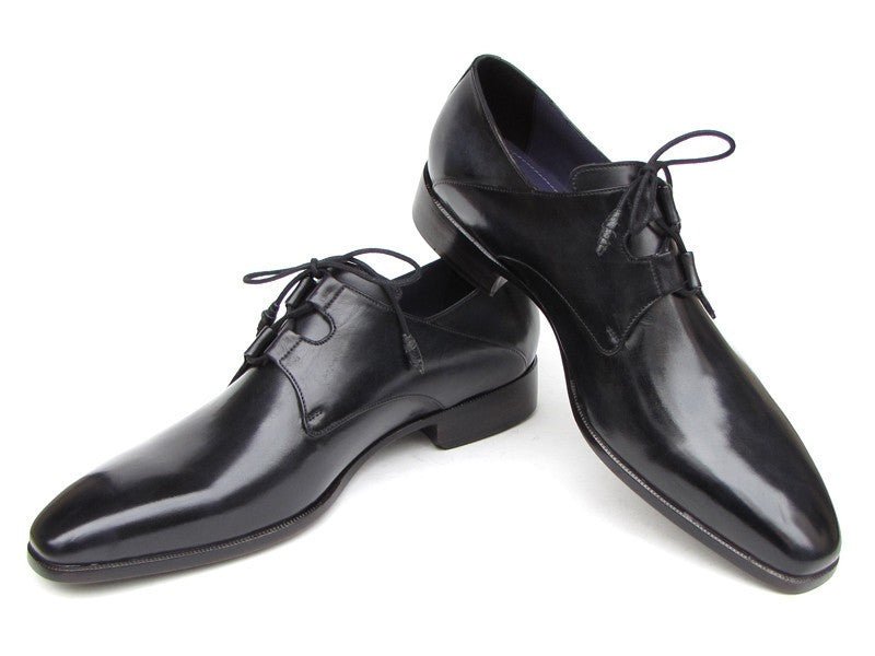 Paul Parkman Men's Ghillie Lacing Plain Toe Black Shoes (ID076 - BLK)