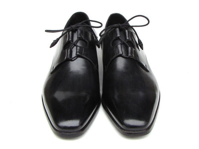 Paul Parkman Men's Ghillie Lacing Plain Toe Black Shoes (ID076 - BLK)