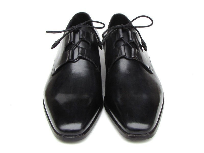 Paul Parkman Men's Ghillie Lacing Plain Toe Black Shoes (ID076 - BLK)