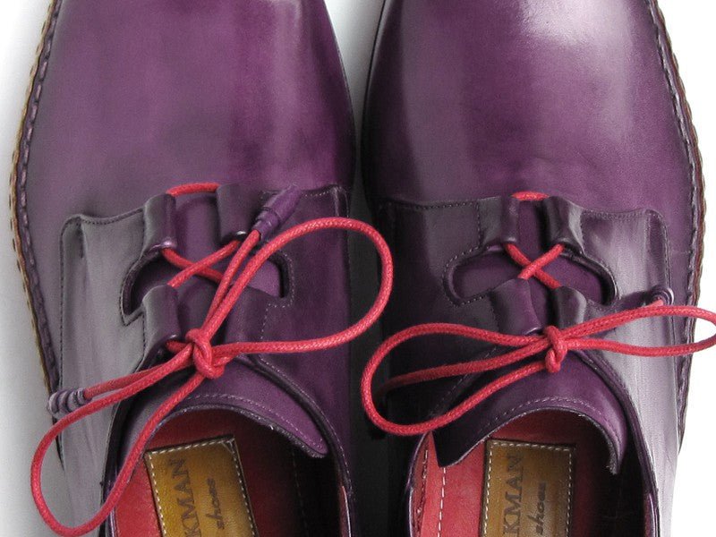 Paul Parkman Men's Ghillie Lacing Side Dress Shoes in Purple