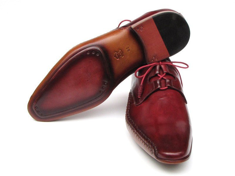 Paul Parkman Men's Ghillie Lacing Side Handsewn Dress Shoes in Burgundy