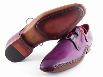 Paul Parkman Men's Ghillie Lacing Side Handsewn Dress Shoes - Purple Leather Upper and Leather Sole (ID022 - RP)